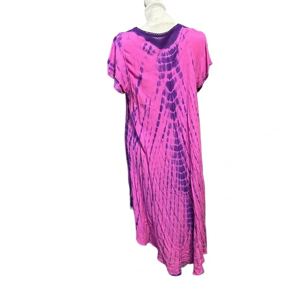 Women's tie dye maxi dress one size fits most, (L/XL) with embroidery - Picture 2 of 5